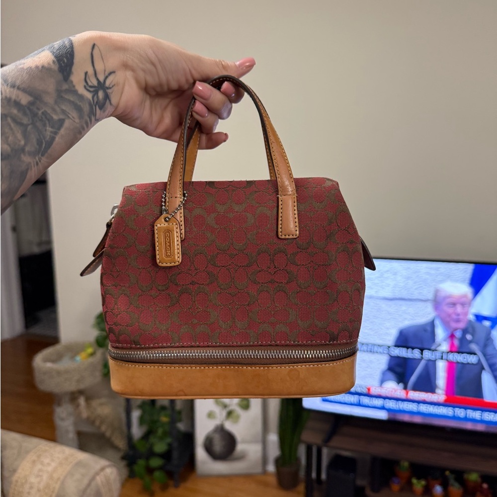 ** SOLD ** Coach Red and Tan y2k makeup train case